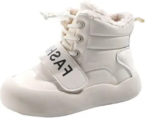 Chunky Sole Fashion Snow Booties For Kids Boys Girls Childrens Cotton Fuzzy Shoes Outdoor Comfy Warm Black Light Boots