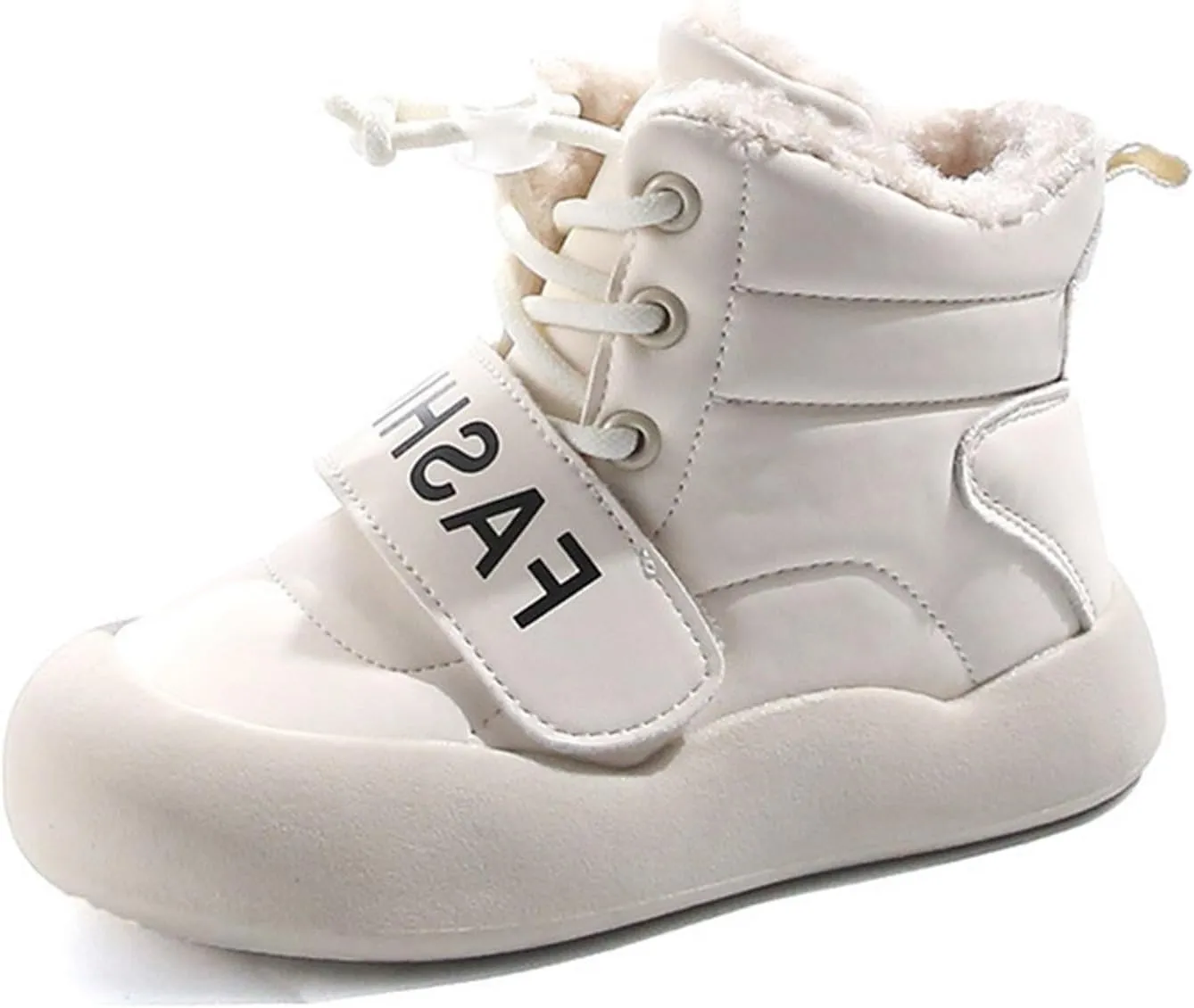 Chunky Sole Fashion Snow Booties For Kids Boys Girls Childrens Cotton Fuzzy Shoes Outdoor Comfy Warm Black Light Boots