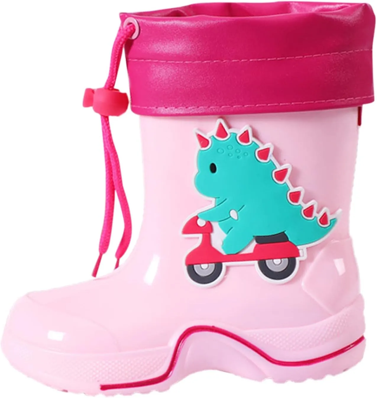 Classic Dinosaur Children Rainboots PVC Rubber Children Water Shoes Fleece Rain Boots Kids Baby Girls Dress Shoes Size 5