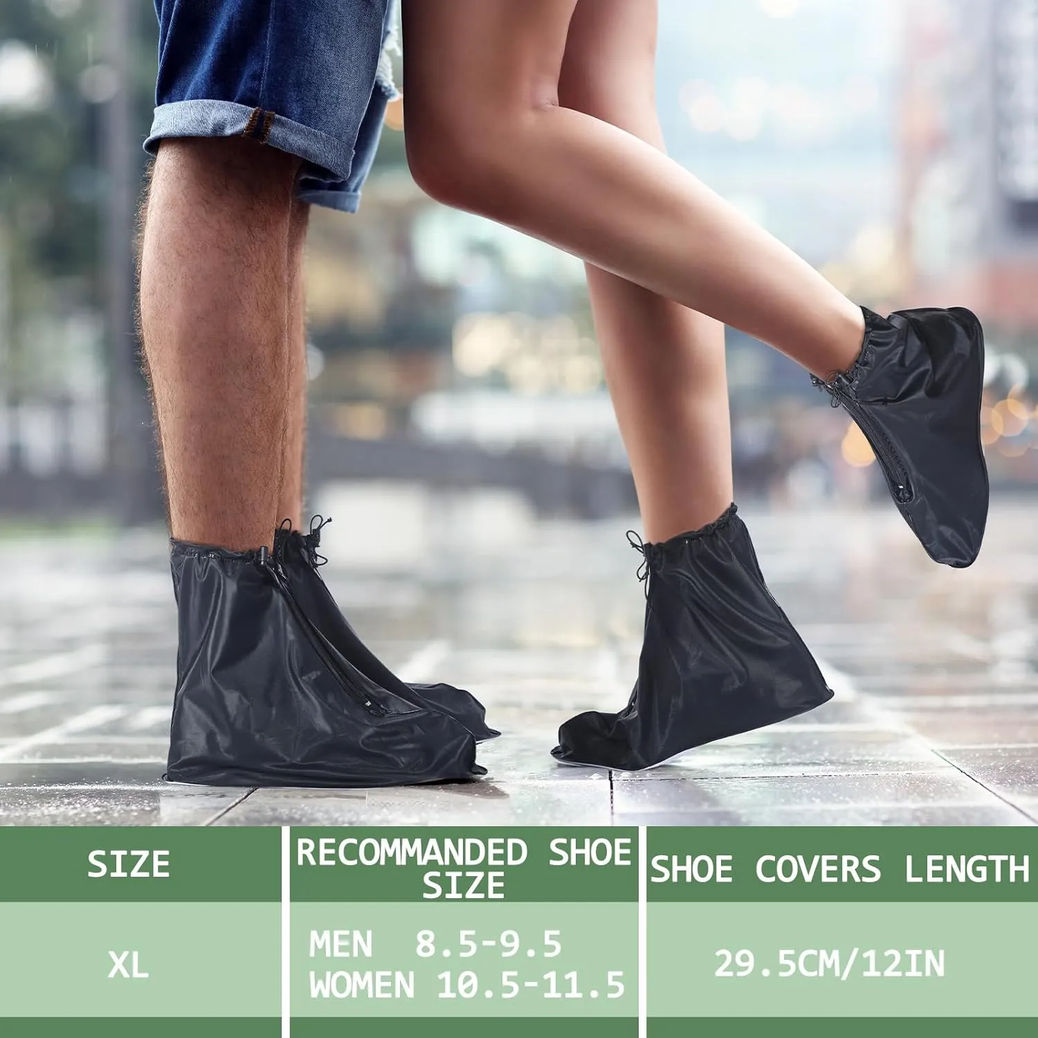 Coume 2 Pairs Rain Shoes Cover Non Slip Waterproof Shoe Covers Reusable Protectors Covers High Top Snow Boots Galoshes Overshoes for Men Women Outdoor Cycling Camping Fishing