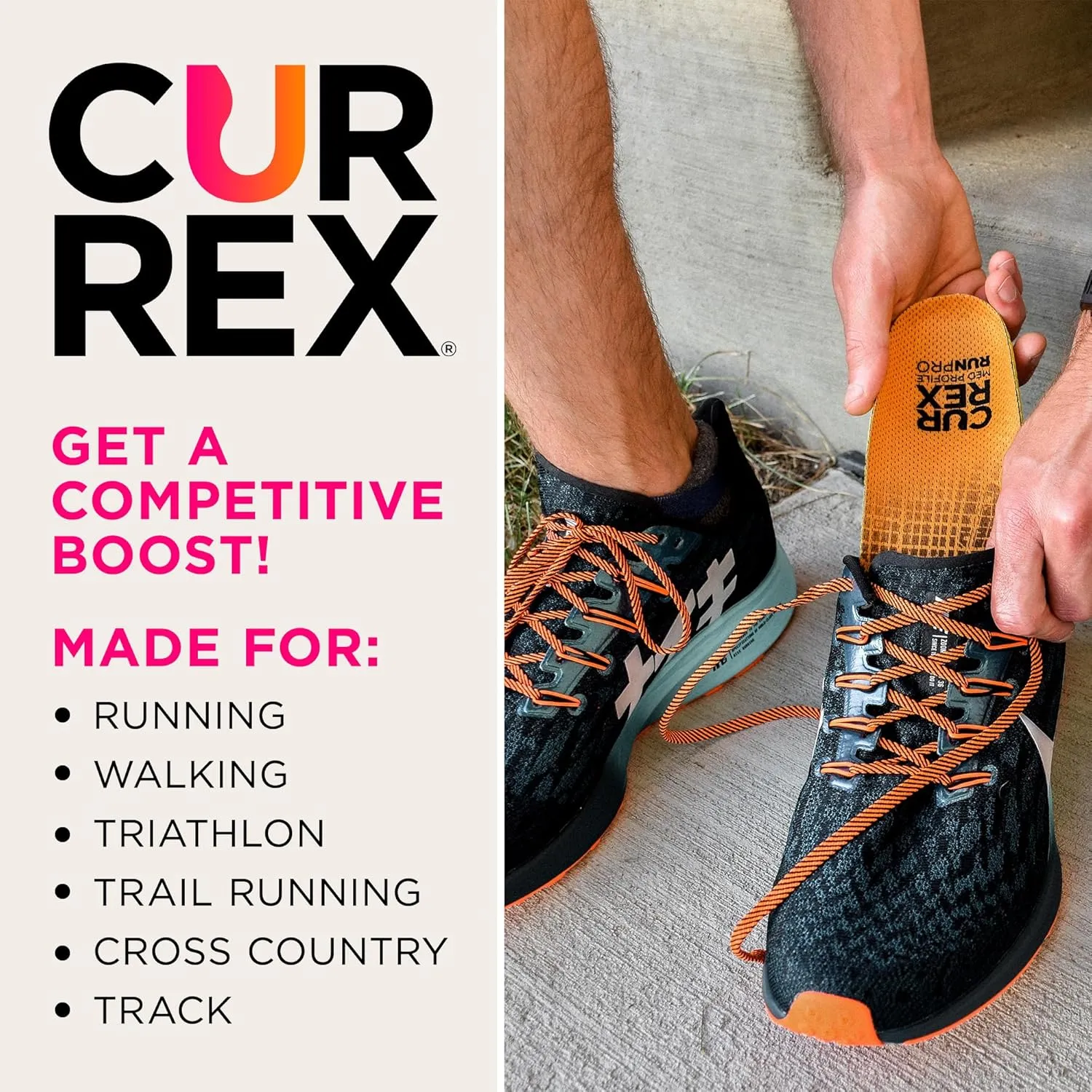 CURREX RunPro Insoles for Running Shoes  Arch Support Inserts to Help Reduce Fatigue, Prevent Injuries & Boost Performance  for Men & Women  High Arch, Medium