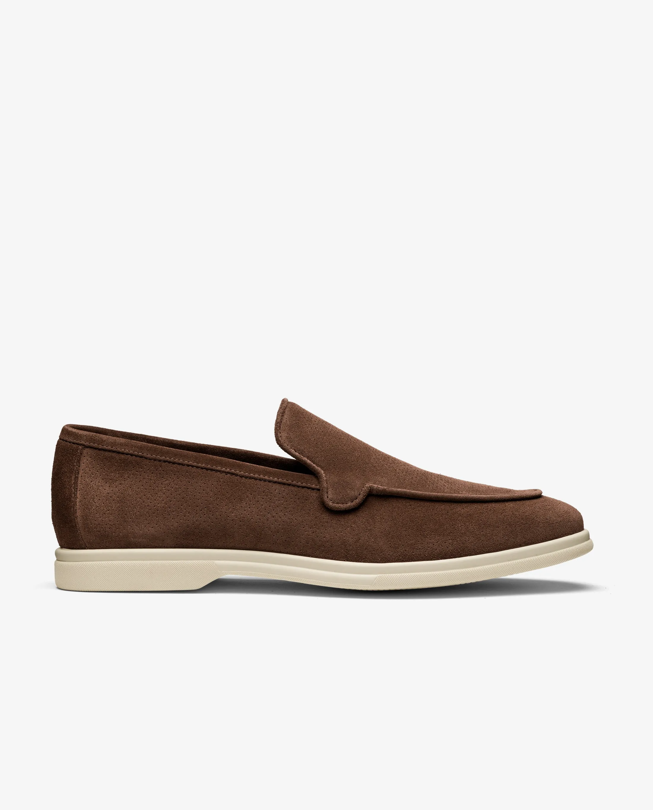 Dark Brown Perforated Summer Suede Low Top City Loafers