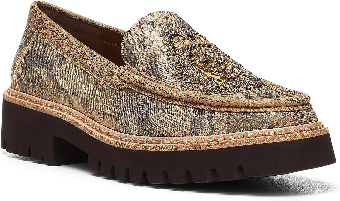 Donald Pliner Women's Hope Antique Sanke Print Leather Upper, Designer, Classic Shoes, Dress Loafers