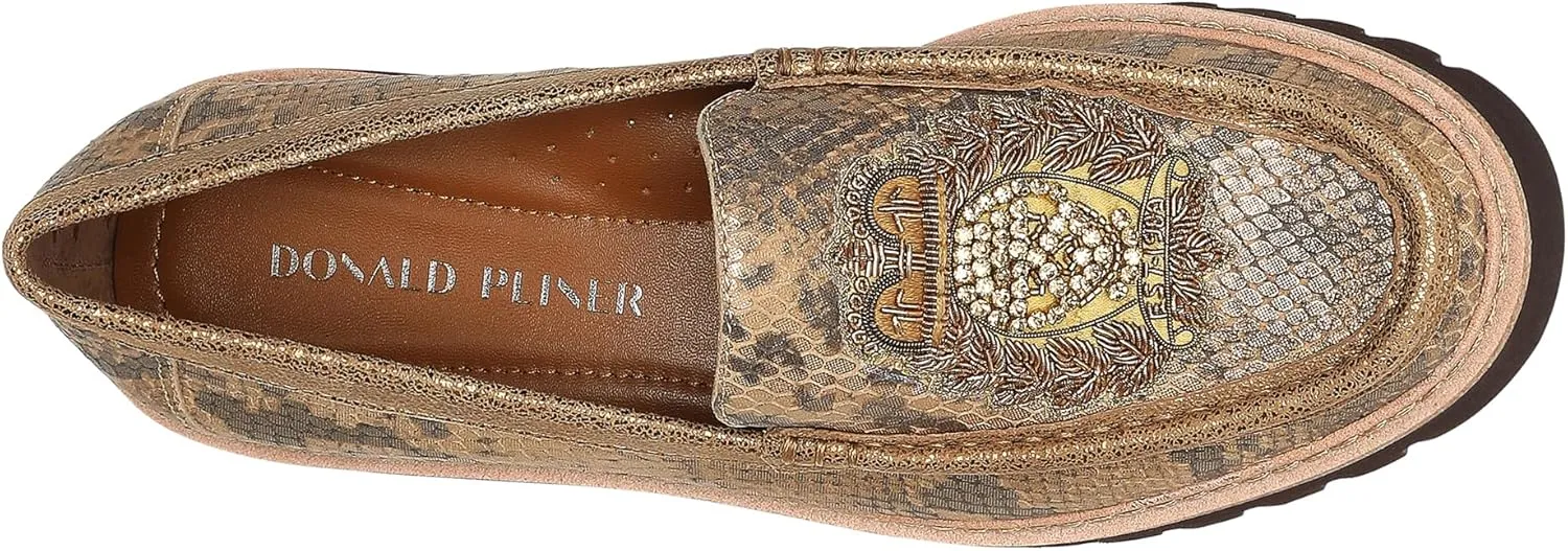 Donald Pliner Women's Hope Antique Sanke Print Leather Upper, Designer, Classic Shoes, Dress Loafers