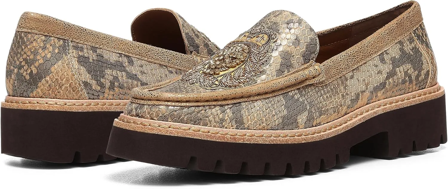Donald Pliner Women's Hope Antique Sanke Print Leather Upper, Designer, Classic Shoes, Dress Loafers