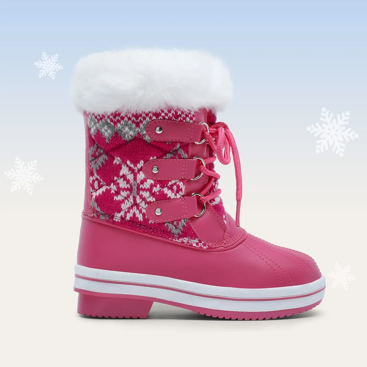 DREAM PAIRS Girls Mid-Calf Winter Snow Boots for Little Kids/Big Kids