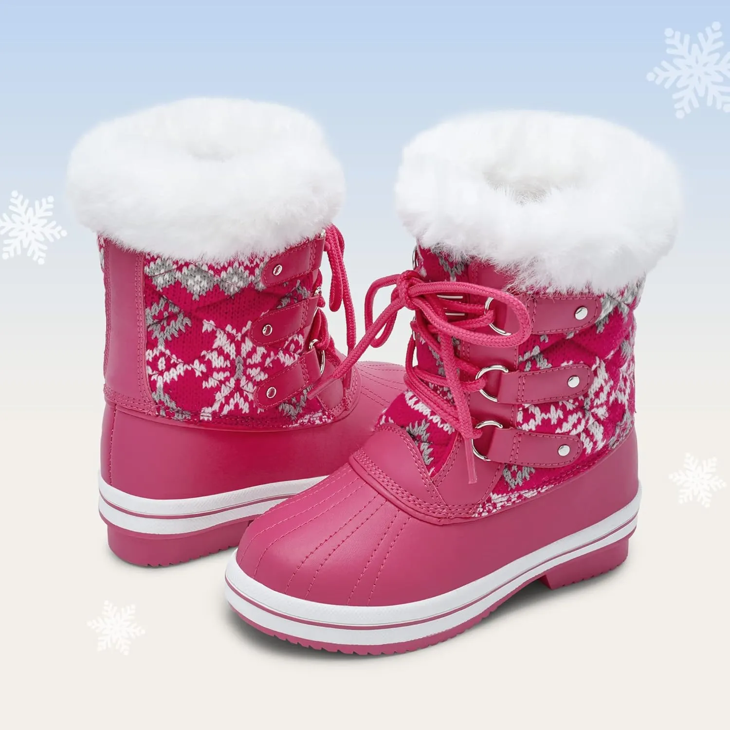 DREAM PAIRS Girls Mid-Calf Winter Snow Boots for Little Kids/Big Kids