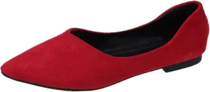 Dress Shoes for Women Suede Flat Shoes Slip On Ballet Flats Pointed Toe Walking Shoes Business Shoes Office Shoes