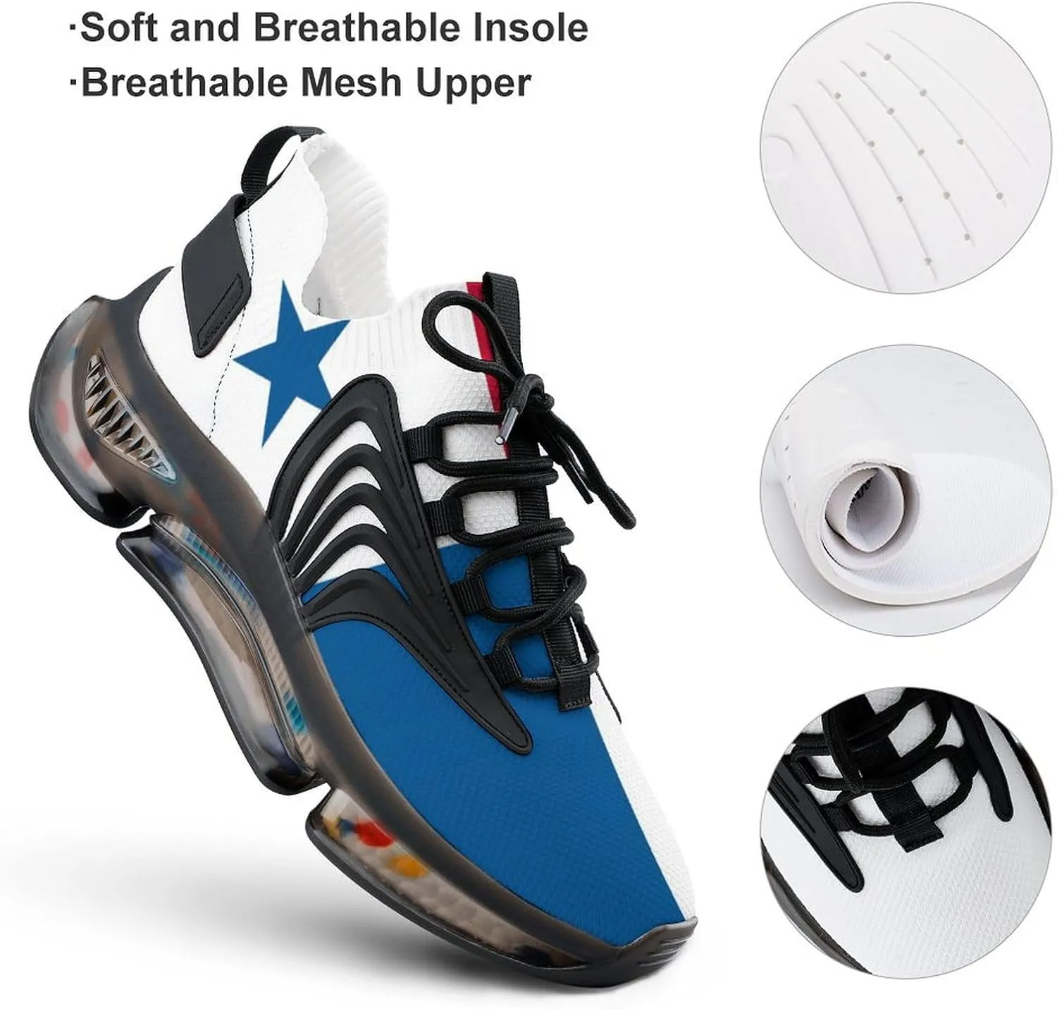 Flag of Panama Comfortable Running Shoes for Men Quick Dry Non-Slip Tennis Gym Sneakers