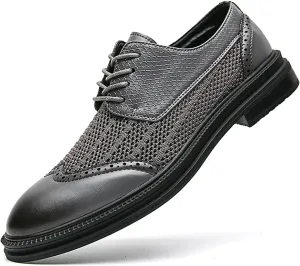 FOTN Mens Hollowed Mesh Brogue Formal Oxford Shoes Casual Lightweight Wingtip Business Dress Work Derby Shoes