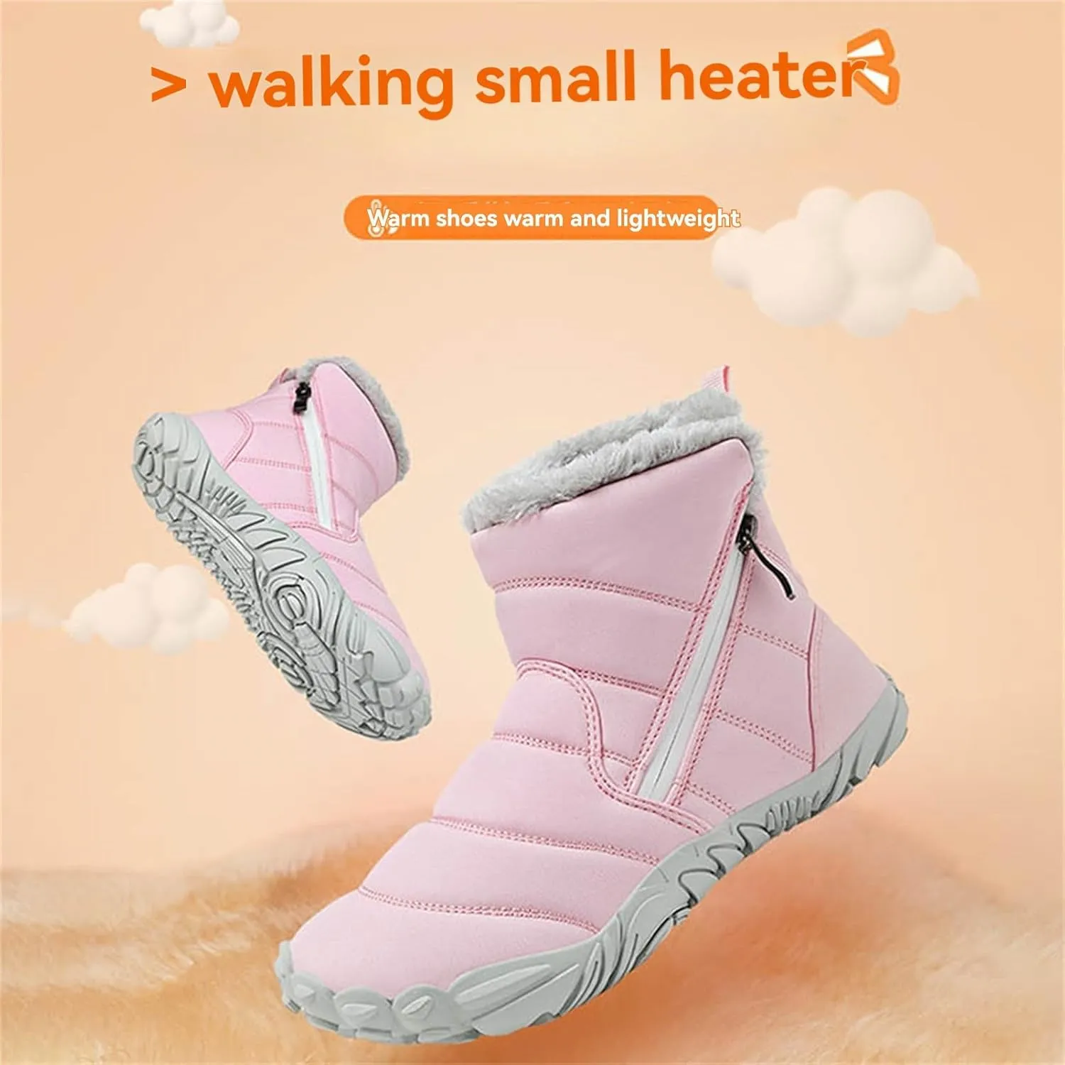 Fr Lined Kids Barefoot Shoes, Unisex-Child Wide Toe Box Hiking Boots, Boys Girls Anti-Slip High Top Snow Boots