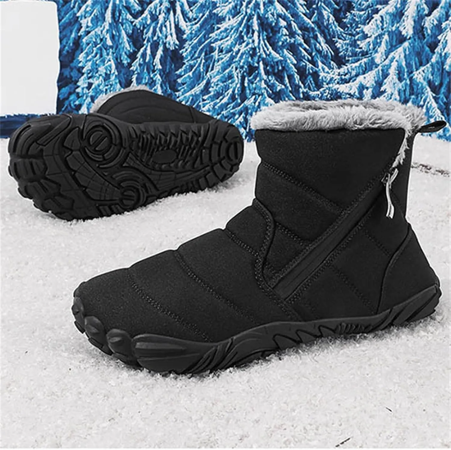 Fr Lined Kids Barefoot Shoes, Unisex-Child Wide Toe Box Hiking Boots, Boys Girls Anti-Slip High Top Snow Boots