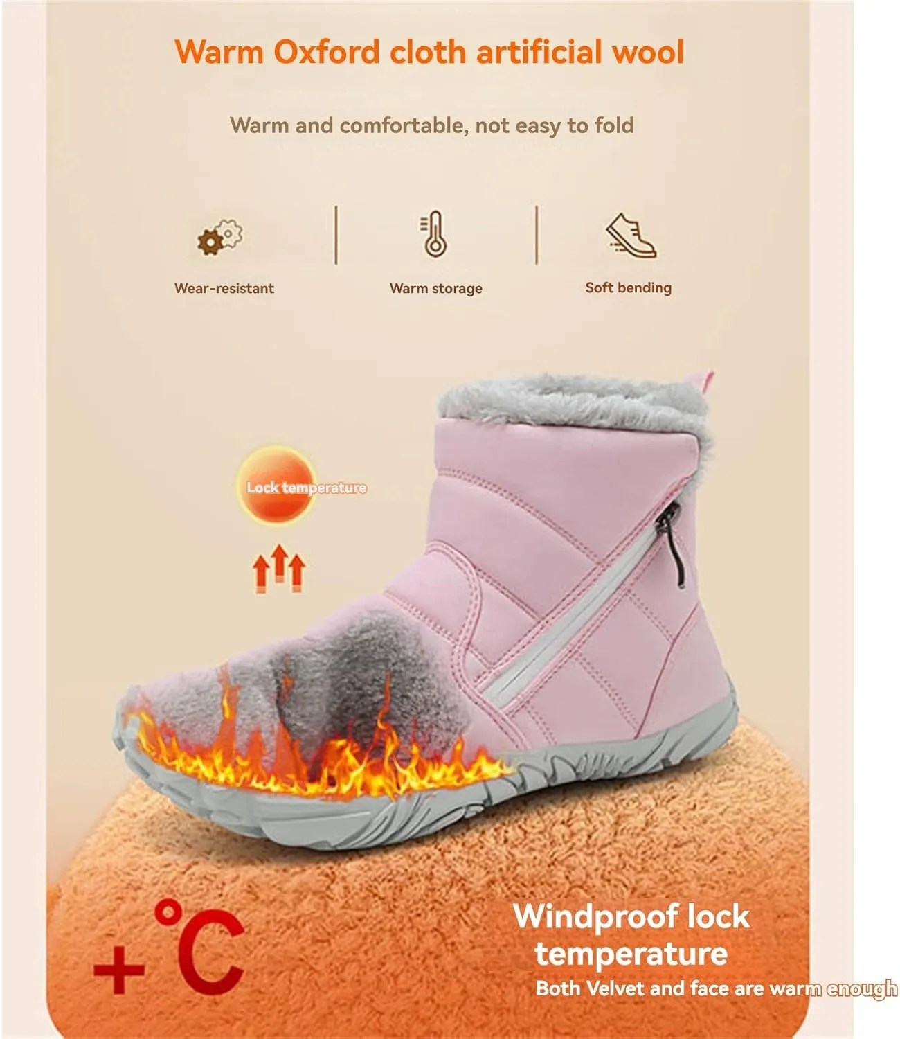 Fr Lined Kids Barefoot Shoes, Unisex-Child Wide Toe Box Hiking Boots, Boys Girls Anti-Slip High Top Snow Boots