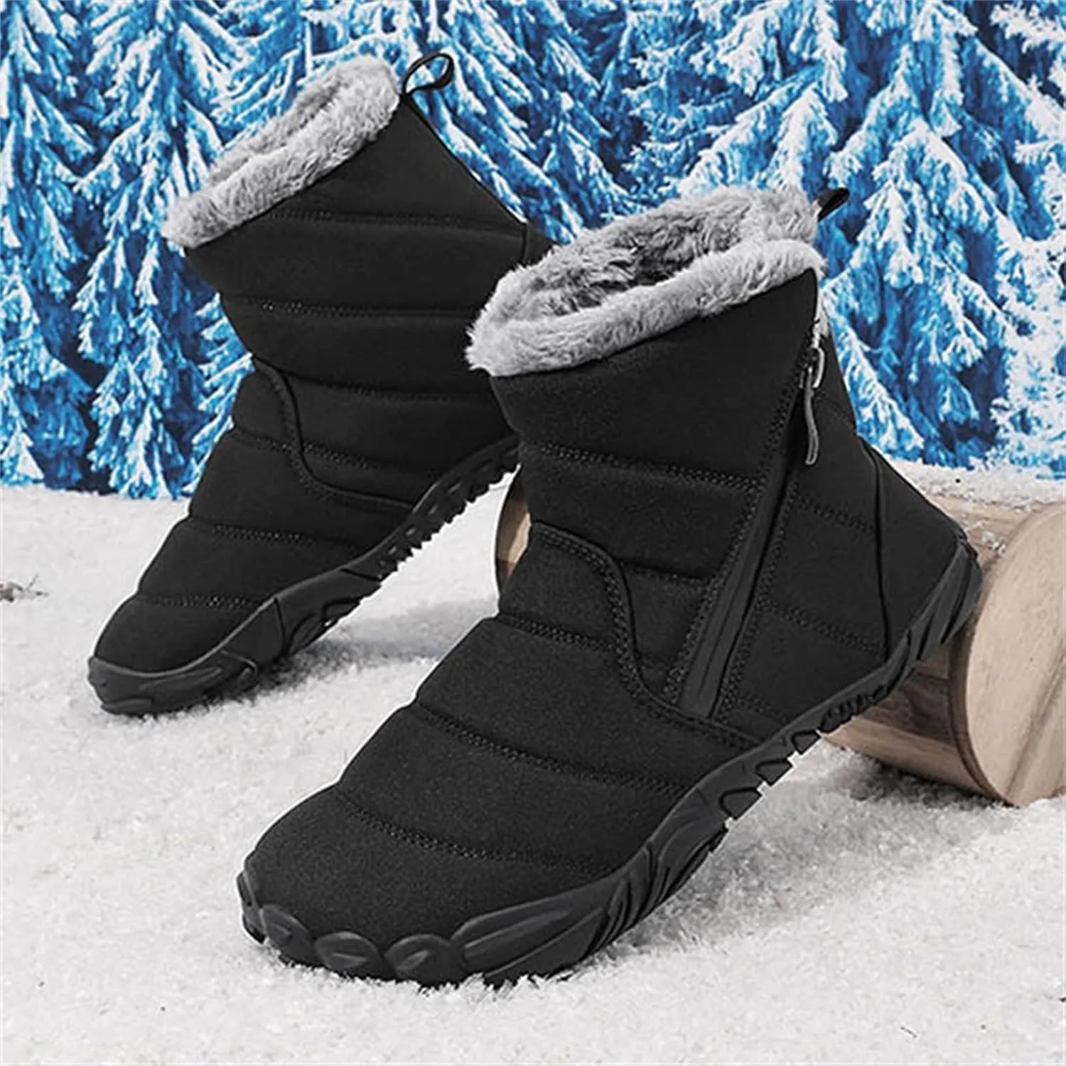 Fr Lined Kids Barefoot Shoes, Unisex-Child Wide Toe Box Hiking Boots, Boys Girls Anti-Slip High Top Snow Boots