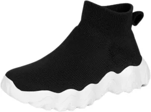 FUNCOS Slip On High Top Sneakers for Boys & Girls - Breathable Knit Walking Shoes, Lightweight Unisex Sports Sneakers with Arch Support