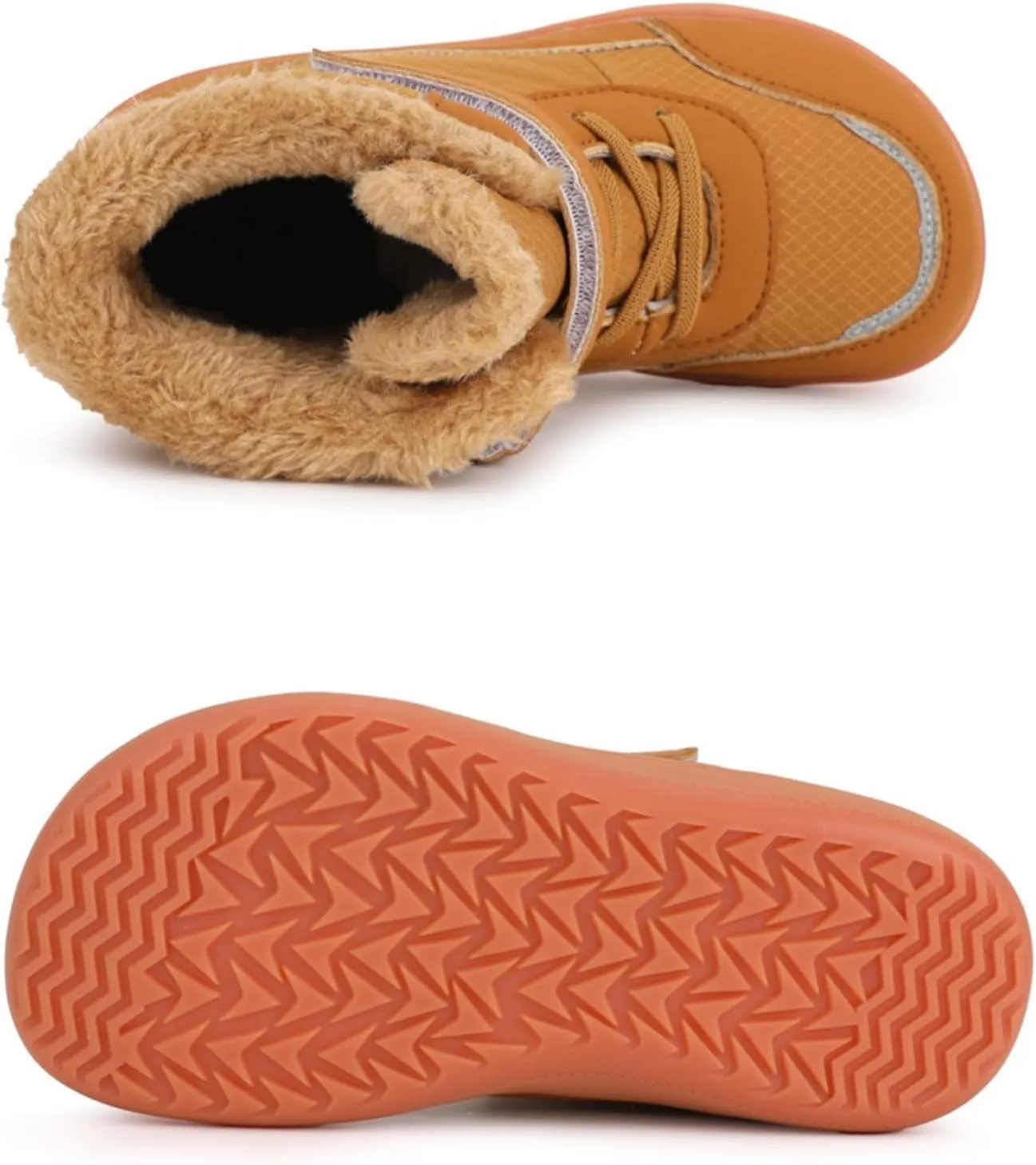 Fuzzy Lined Warm Snow Booties For Childrens Boys Girls Kids Open Toe Leather Soft Sole Boots Shoes Non Slip Sneaker