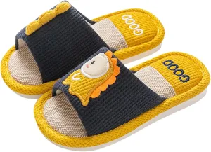 Girls Cute Cartoon Dinosaur Soft Indoor Slippers Kids Unisex Open Toe Cotton Slip On Home Shoes Comfortable Slides