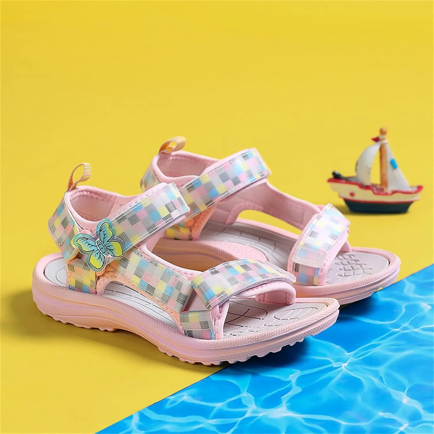Girl's Hiking Sandals Kids Adjustable Straps Open Toe Lightweight Sport Shoes Toddler Home Slippers for Kids Girls