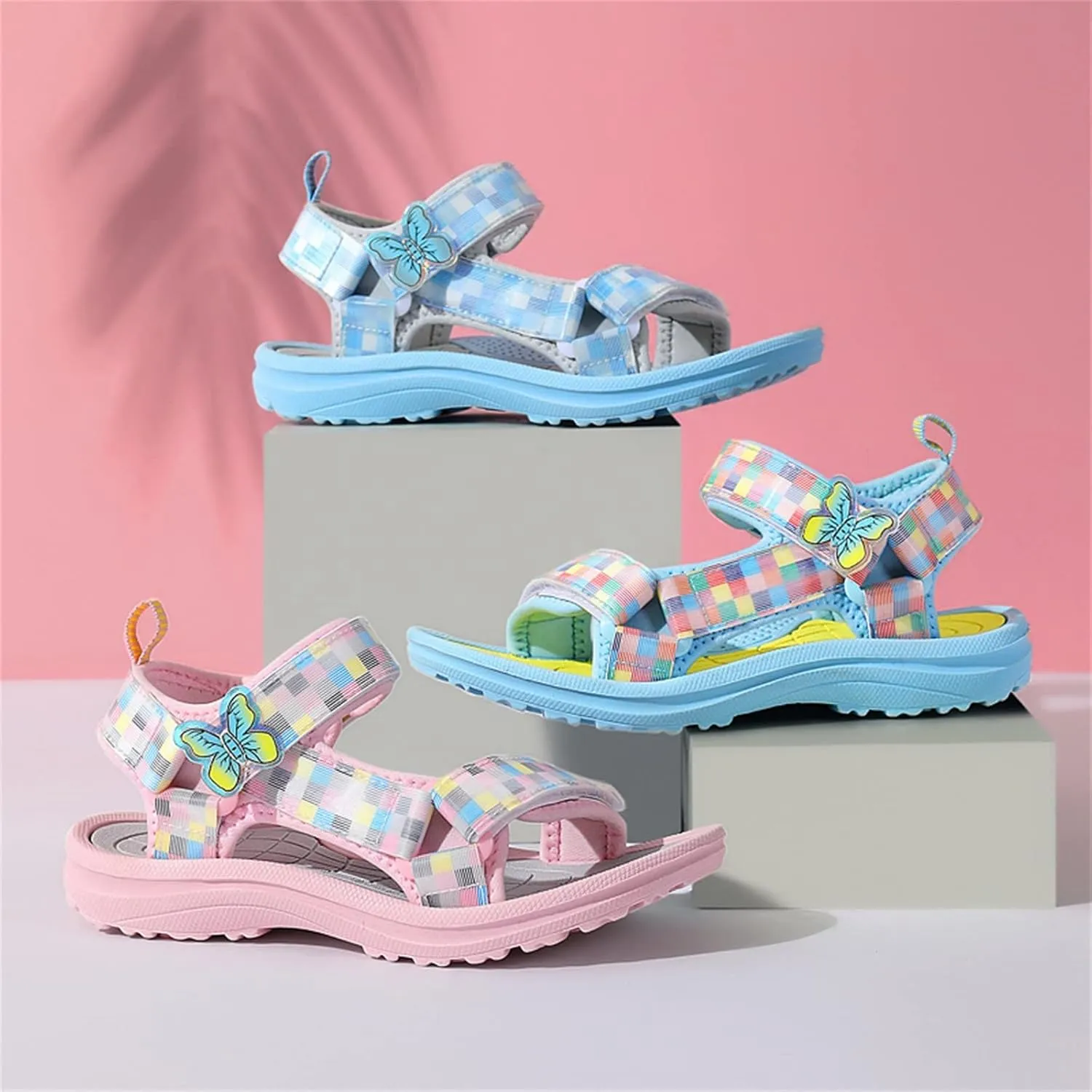 Girl's Hiking Sandals Kids Adjustable Straps Open Toe Lightweight Sport Shoes Toddler Home Slippers for Kids Girls
