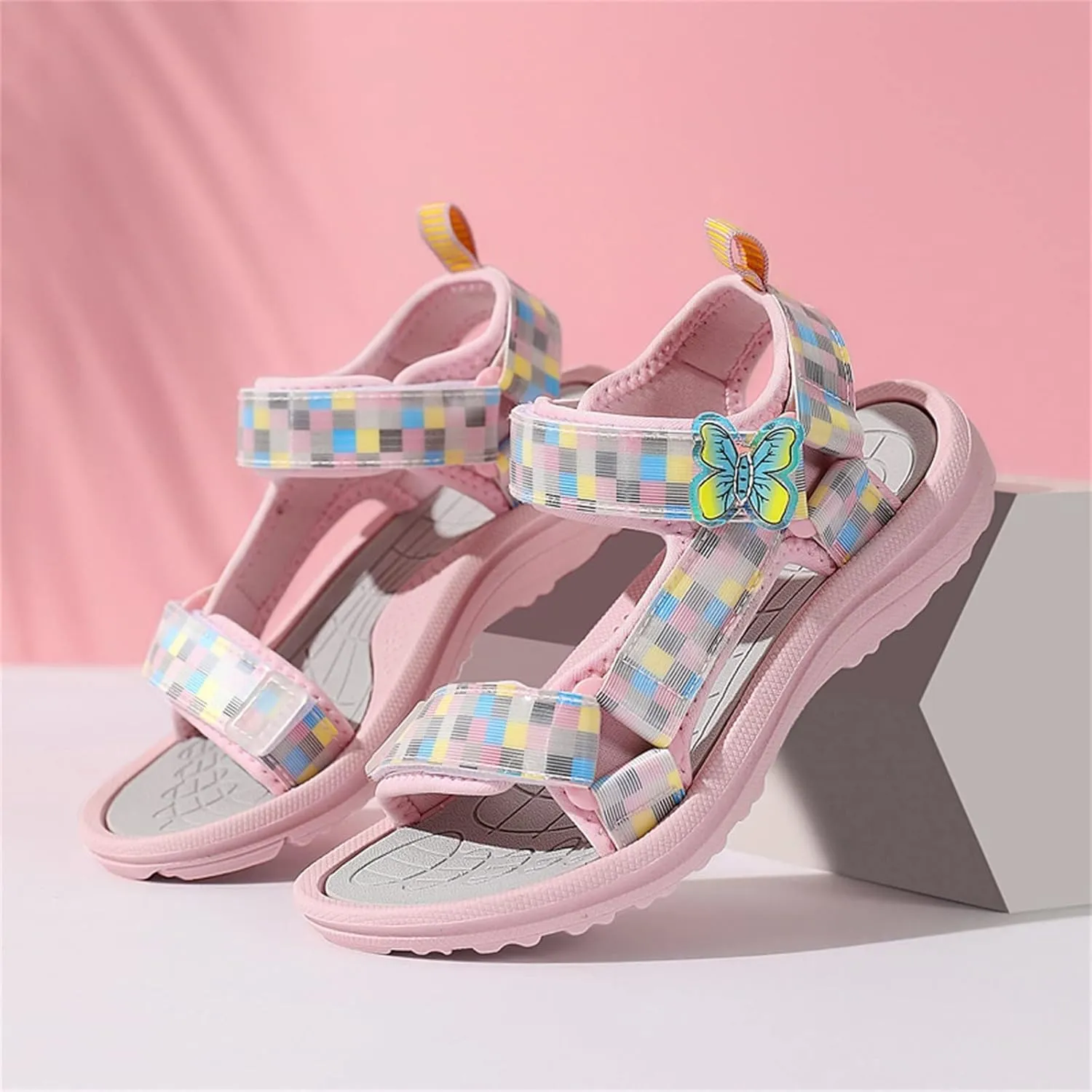 Girl's Hiking Sandals Kids Adjustable Straps Open Toe Lightweight Sport Shoes Toddler Home Slippers for Kids Girls