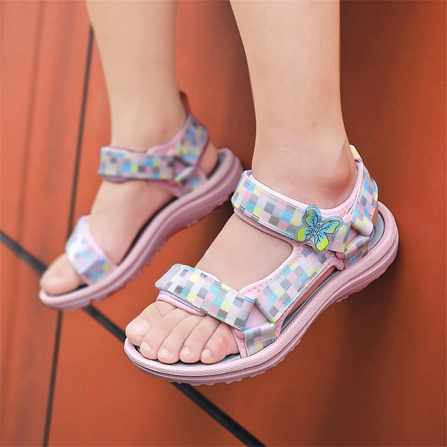 Girl's Hiking Sandals Kids Adjustable Straps Open Toe Lightweight Sport Shoes Toddler Home Slippers for Kids Girls