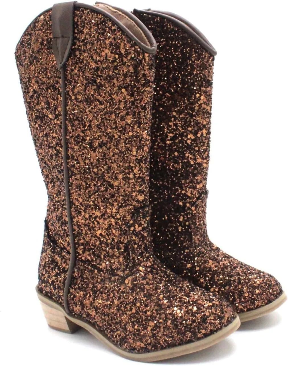 Girls Sequin Sparkly Cowboy Boots Kids hinestone Glitter Low Heel Wedding Dress Booties Western Pointed Toe Shoes