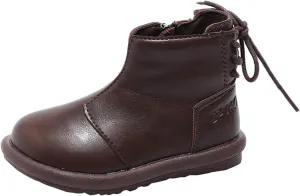 Girls Toddler High Top First Walking Shoes Lightweight Non-Slip Soft Soles Leather First Step Sneakers Ankle Boot