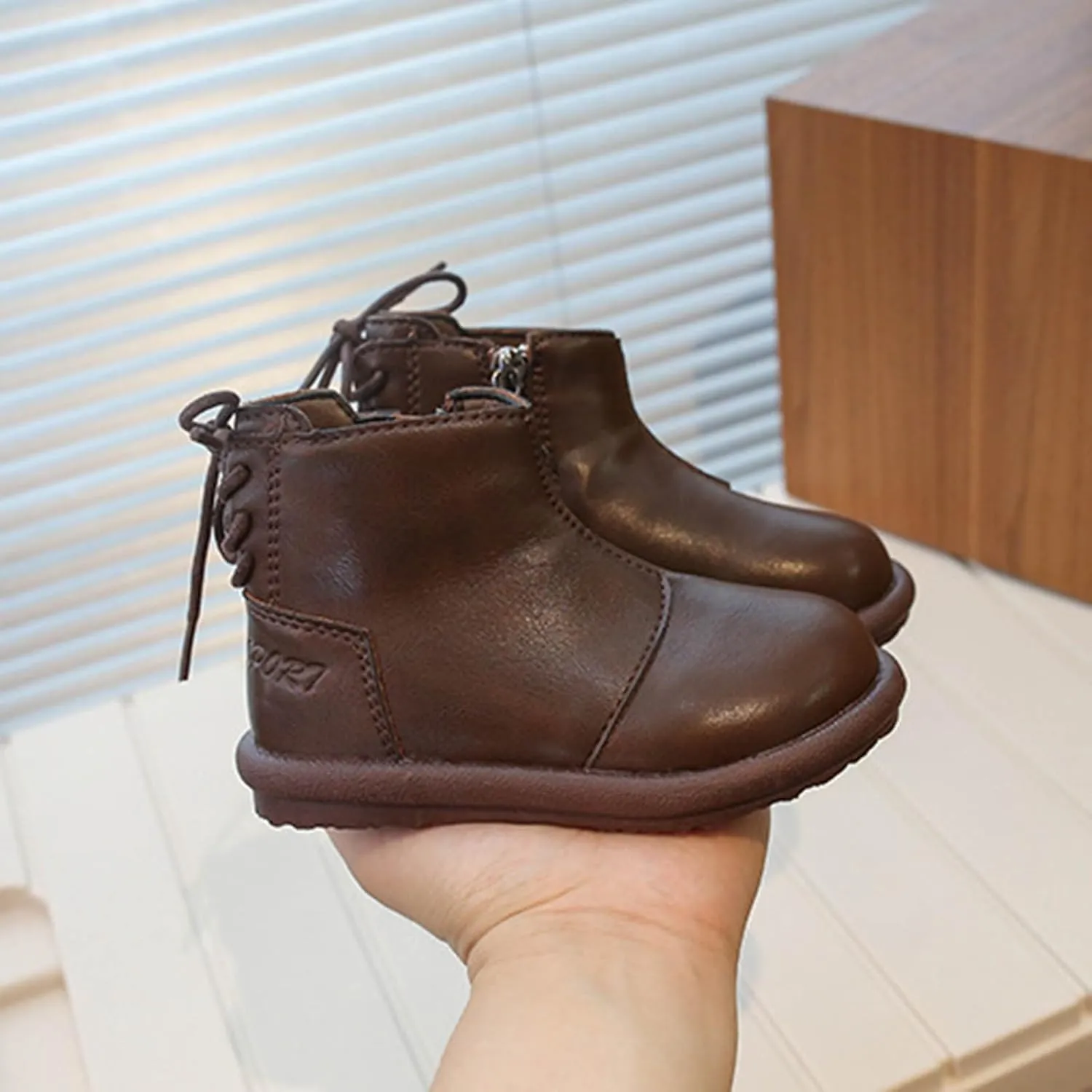 Girls Toddler High Top First Walking Shoes Lightweight Non-Slip Soft Soles Leather First Step Sneakers Ankle Boot