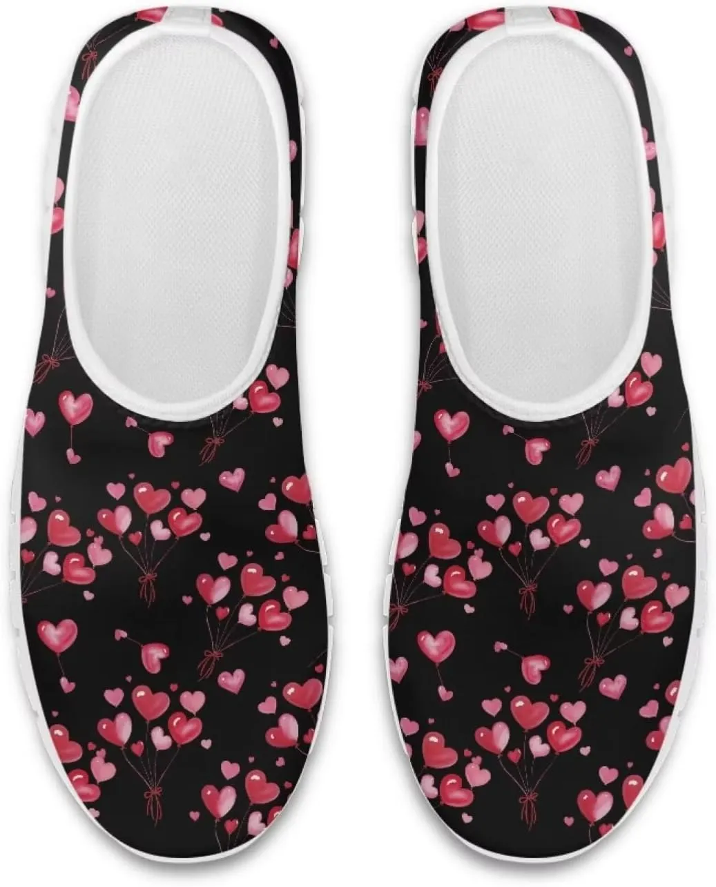 Heart Print Women's Running Shoes Slip On Sneakers Soft Loafers Low Top Non Slip Sports Walking Training Travel for Spring