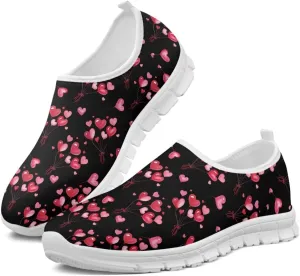 Heart Print Women's Running Shoes Slip On Sneakers Soft Loafers Low Top Non Slip Sports Walking Training Travel for Spring