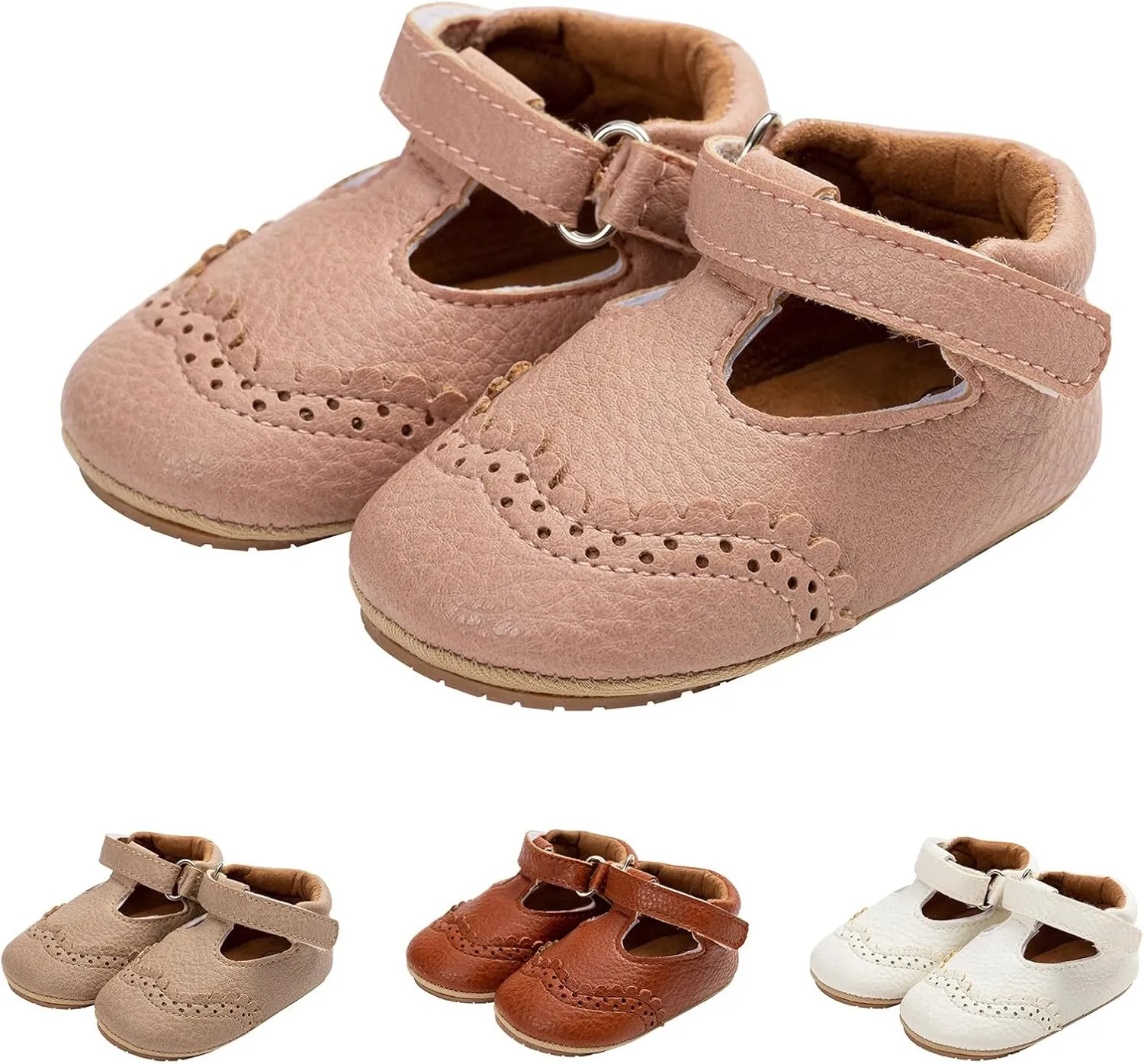 Infant Baby Girls Mary Jane Shoes Toddler First Walkers Soft Sole PU Leather Flats Princess Wedding Dress Shoes