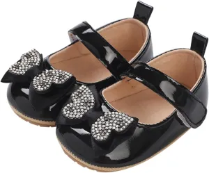 Infant Baby Girls Soft Sole Bowknot Princess Wedding Dress Mary Jane Flats Prewalker Newborn Cute Sneaker Shoes