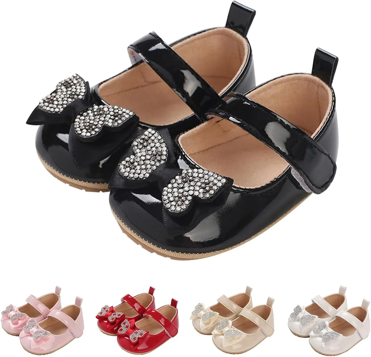 Infant Baby Girls Soft Sole Bowknot Princess Wedding Dress Mary Jane Flats Prewalker Newborn Cute Sneaker Shoes