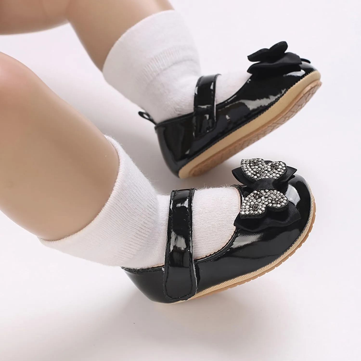 Infant Baby Girls Soft Sole Bowknot Princess Wedding Dress Mary Jane Flats Prewalker Newborn Cute Sneaker Shoes