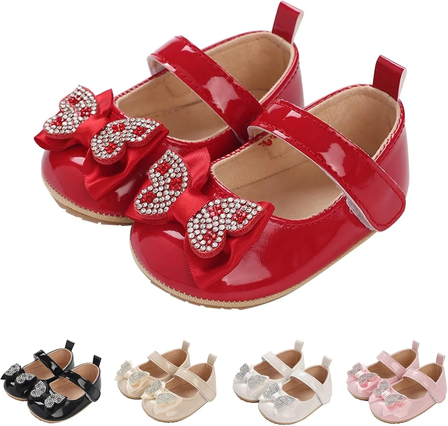Infant Baby Girls Soft Sole Bowknot Princess Wedding Dress Mary Jane Flats Prewalker Newborn Cute Sneaker Shoes