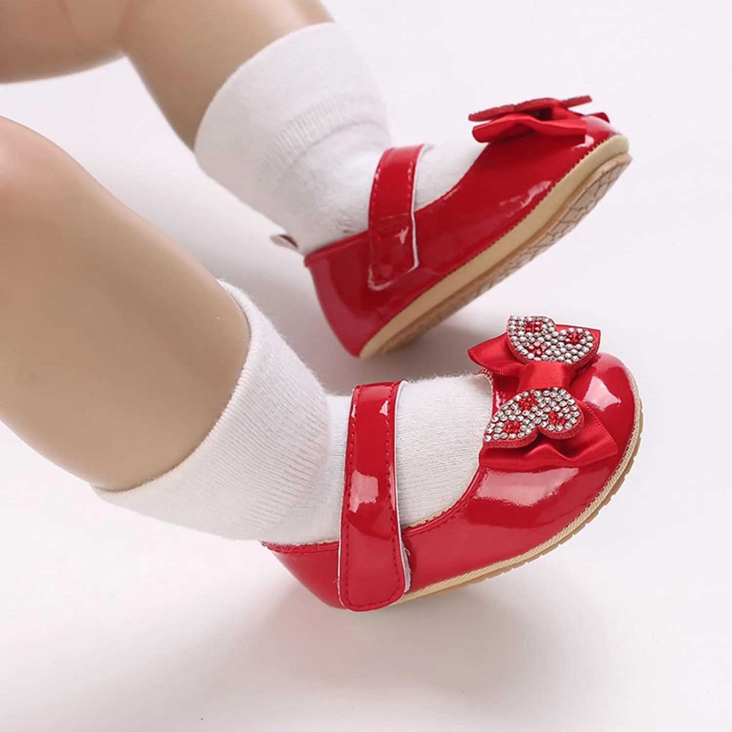 Infant Baby Girls Soft Sole Bowknot Princess Wedding Dress Mary Jane Flats Prewalker Newborn Cute Sneaker Shoes