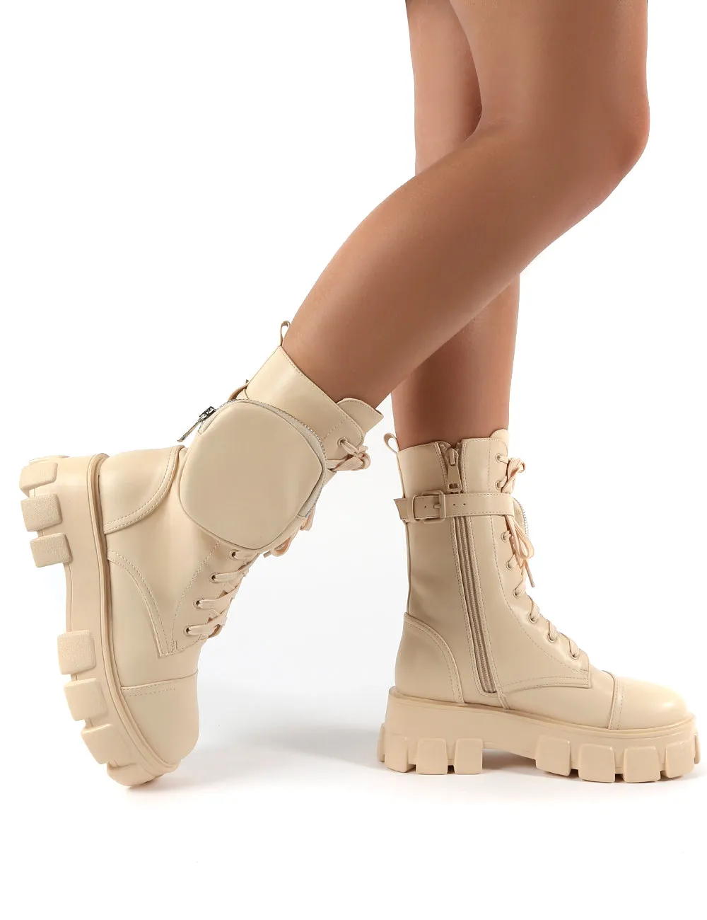 Intention Nude Chunky Sole Pouch Ankle Boots