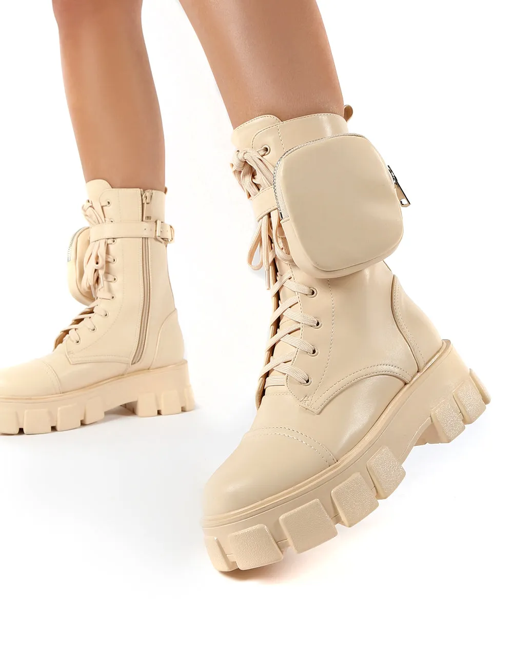 Intention Nude Chunky Sole Pouch Ankle Boots