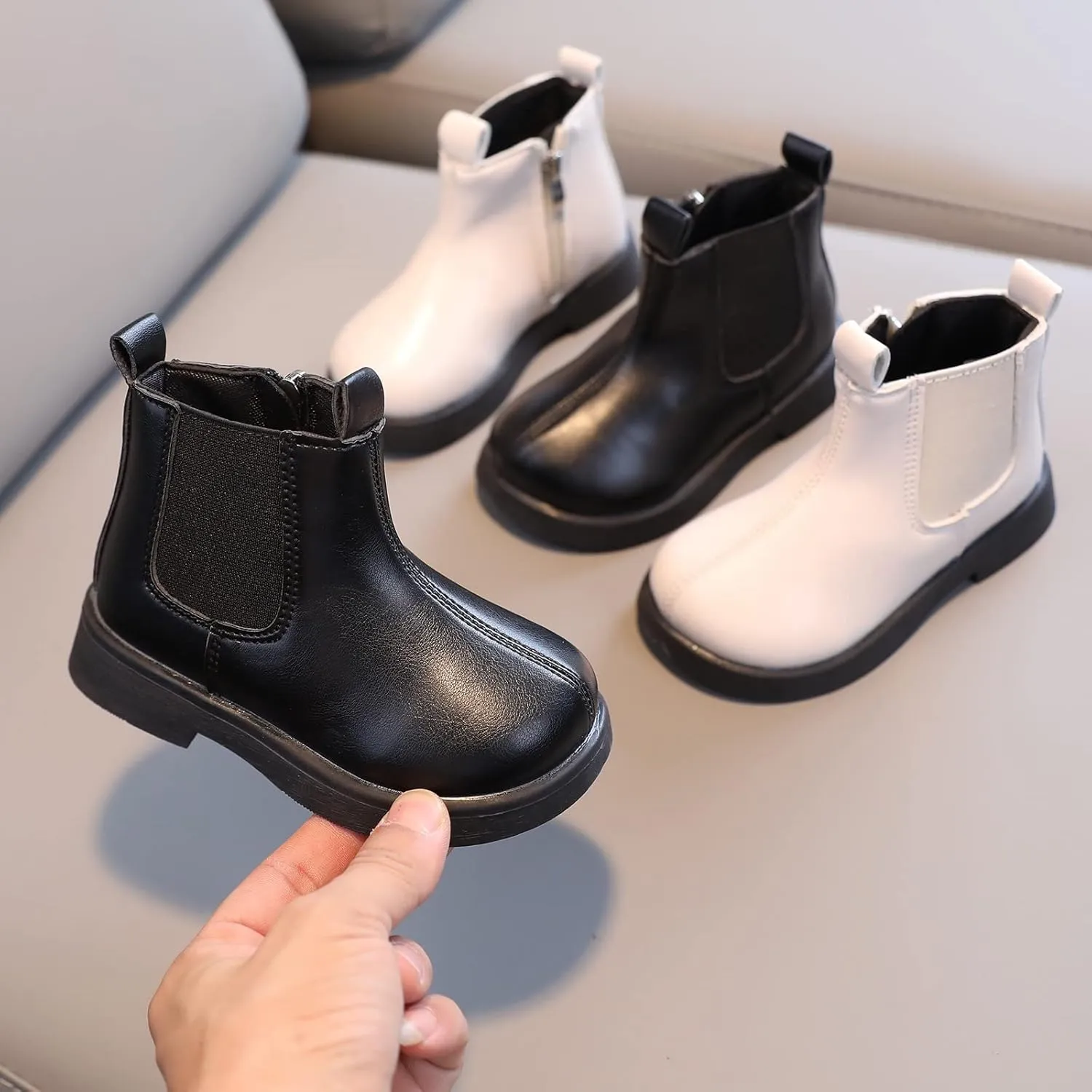 Kids Girls Ankle Bootie, Girls Leather Shoes Waterproof Leather Short Boots Non Slip Breathable Dress Nude Boots (Beige, 3.5-4 Years)