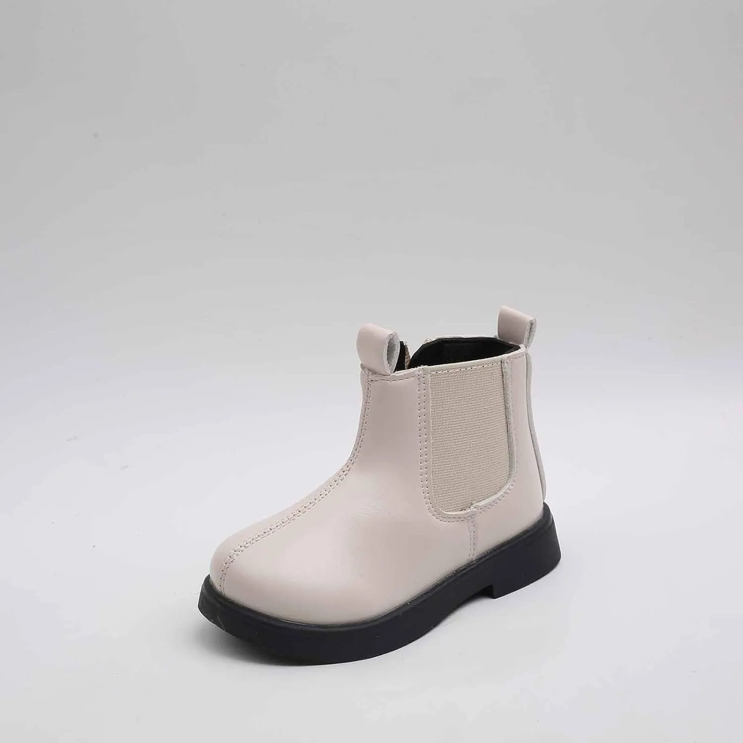 Kids Girls Ankle Bootie, Girls Leather Shoes Waterproof Leather Short Boots Non Slip Breathable Dress Nude Boots (Beige, 3.5-4 Years)