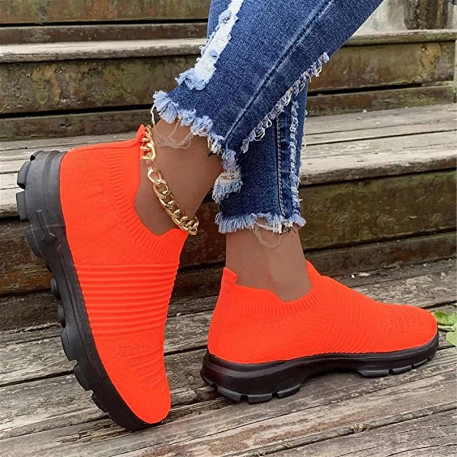 Ladmiple Gym Shoes For Women Workout Running Slip On Lightweight Tennis Shoes Non Slip Fashion Mesh Walking Sneakers