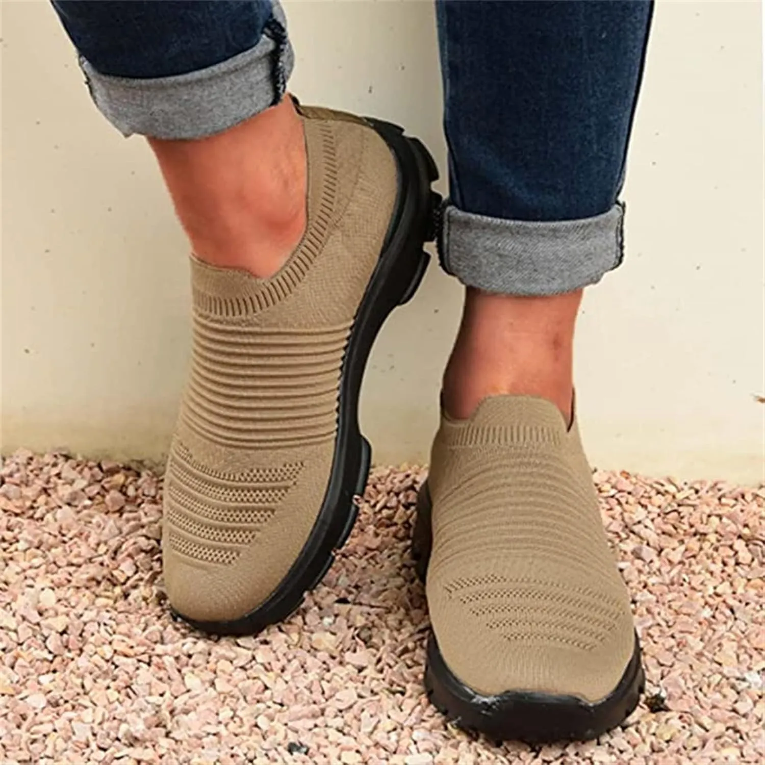 Ladmiple Gym Shoes For Women Workout Running Slip On Lightweight Tennis Shoes Non Slip Fashion Mesh Walking Sneakers