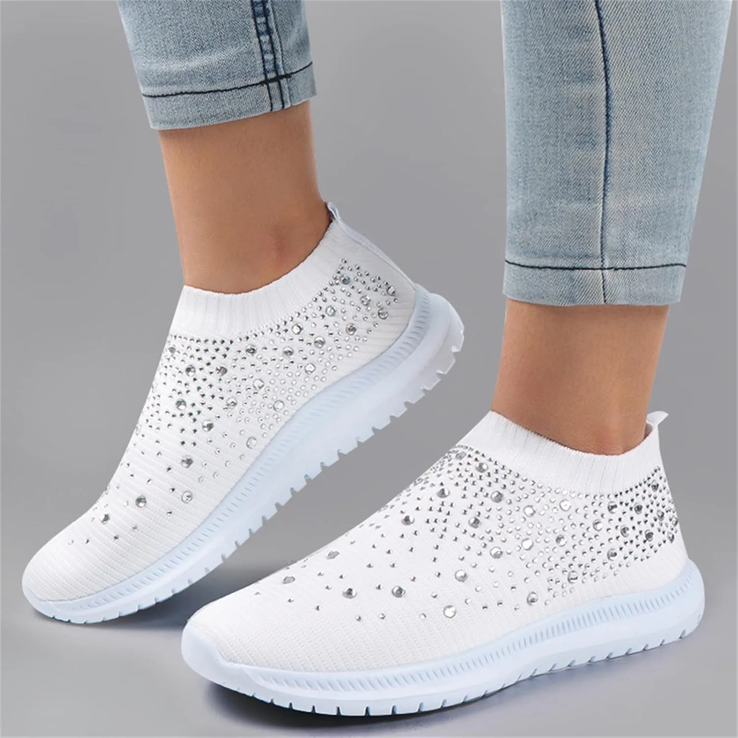 Ladmiple Running Shoes For Women Arch Support Slip On Lightweight Tennis Shoes Gym Workout Fashion Mesh Walking Sneakers