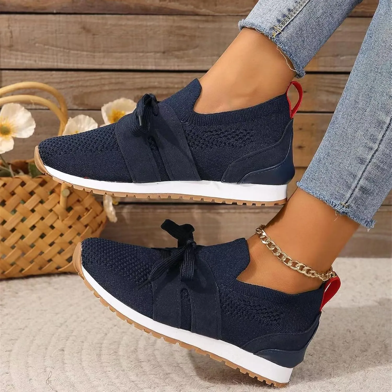 Ladmiple Running Shoes For Women Slip On Lightweight Tennis Shoes Non Slip Gym Workout Fashion Breathable Walking Sneakers