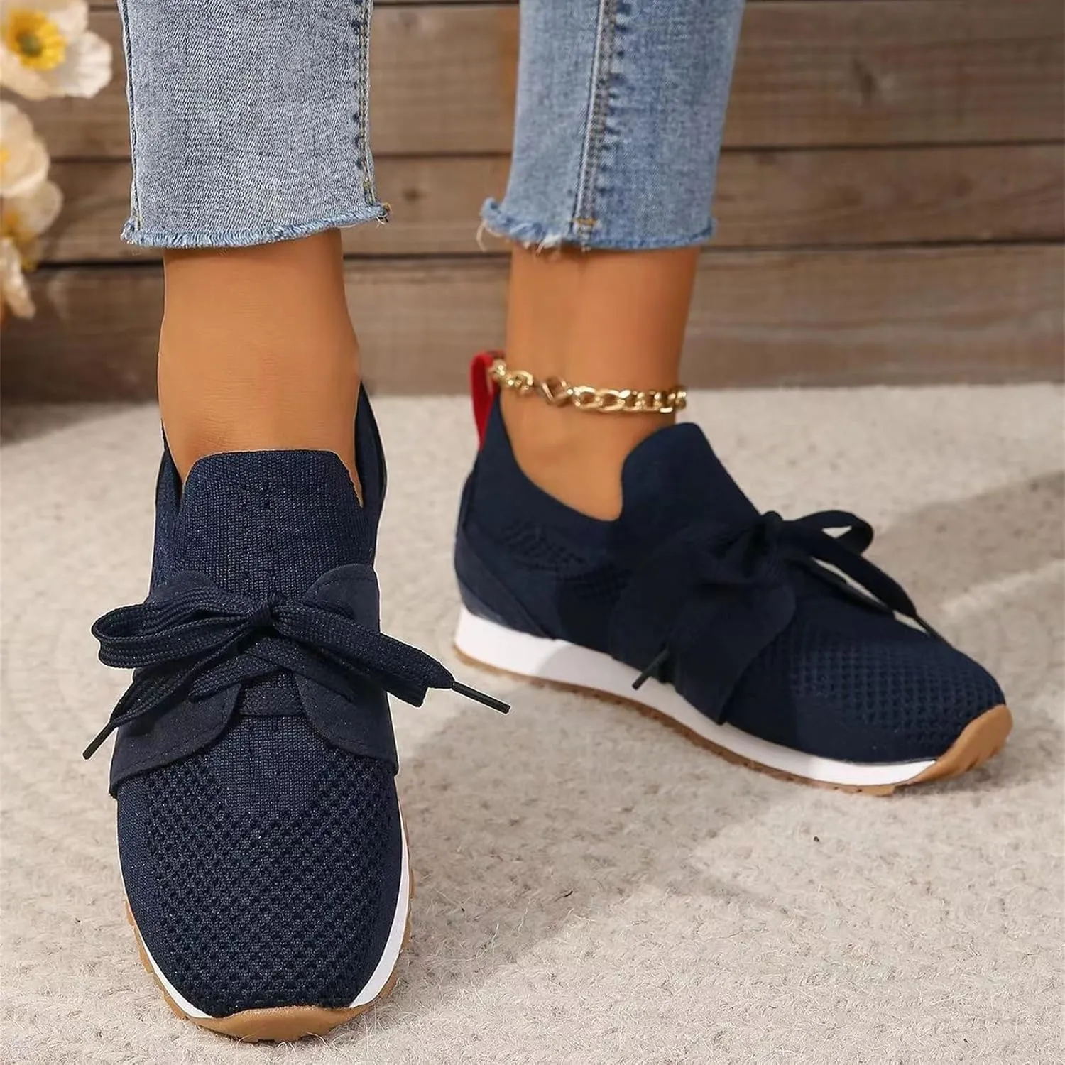 Ladmiple Running Shoes For Women Slip On Lightweight Tennis Shoes Non Slip Gym Workout Fashion Breathable Walking Sneakers