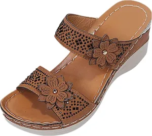 Ladmiple Sandals Women 2023 Fashion Floral Orthopedic Flip Flops with Arch Support Slippers Roman Casual Open Toe Sandal