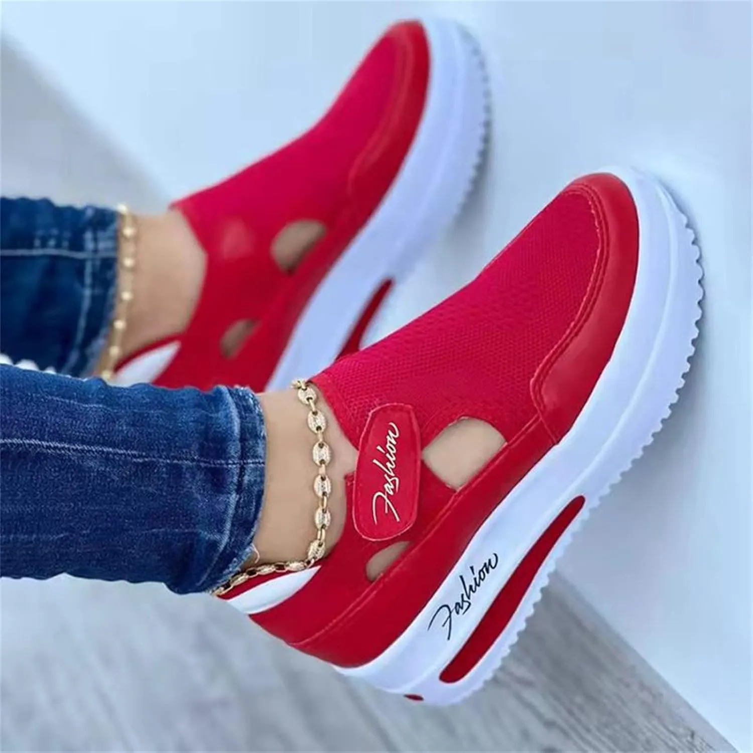 Ladmiple Sneakers For Women Slip On Wide Width PU Leather Shoes Lace Up Casual Fashion Walking Platform Flats Loafers