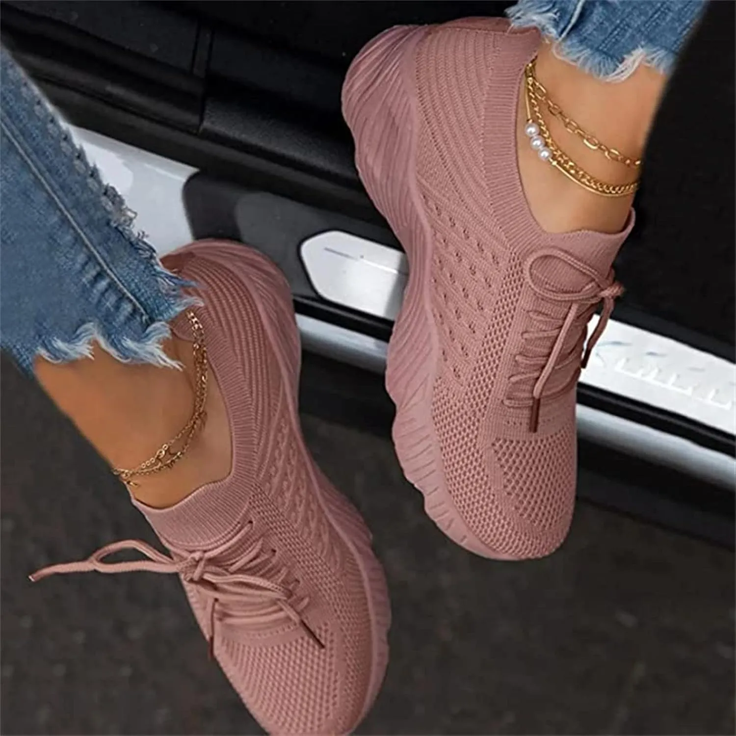 Ladmiple Tennis Shoes Womens Walking Running Slip On Memory Foam Lightweight Casual Non Slip Athletic Sneakers for Gym Travel