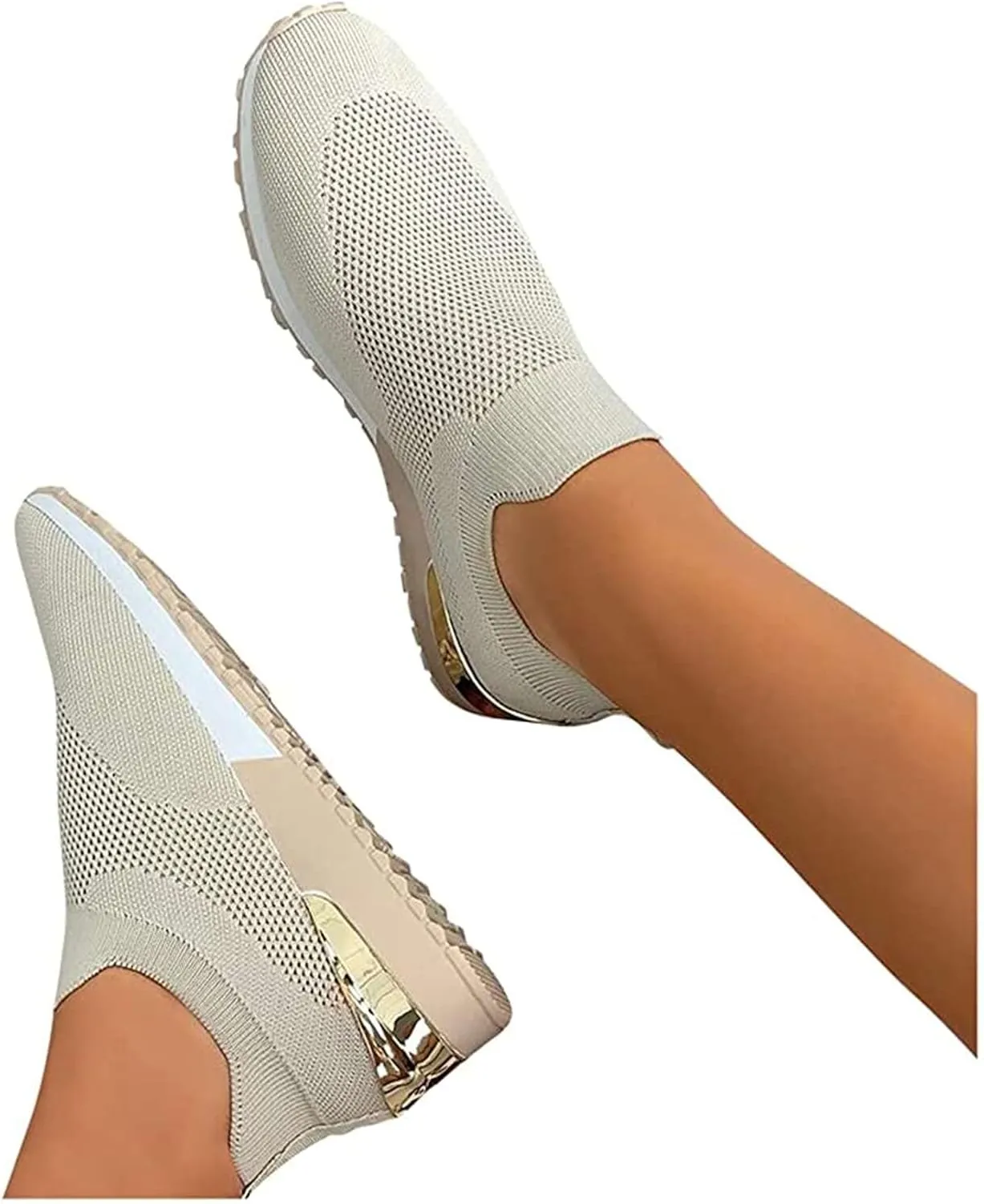 Ladmiple Walking Shoes Women Comfort Slip On Sneakers Breathable Lightweight Non Slip Mesh Gym Running Workout Shoes