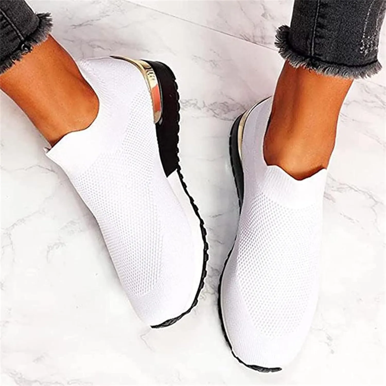 Ladmiple Walking Shoes Women Slip On Lightweight Comfort Breathable Sock Shoe Mesh Casual Fashion Tennis Running Sneaker